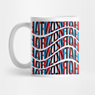 Horizontal Waves Typography (Cyan Red Black) Mug